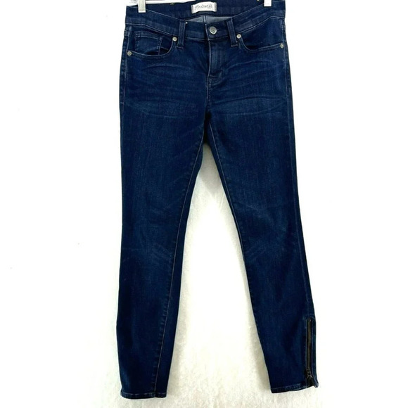 Madewell Jeans Women's Sz 26 Blue Medium Wash Skinny Skinny Ankle Zip Stretch - Picture 1 of 14